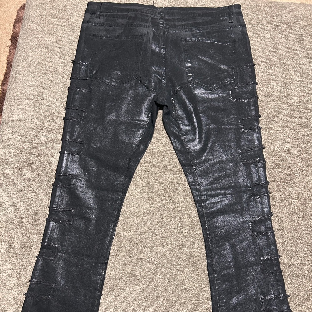 Men’s Stylish Black Shiney Textured Pants 38x32